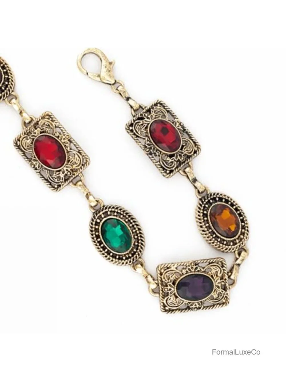 Metal Chain Belt with Rhinestone Oval Pattern - Adjustable Waist Belt for